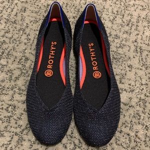 Rothys sz 8.5 Midnight Metallic flats